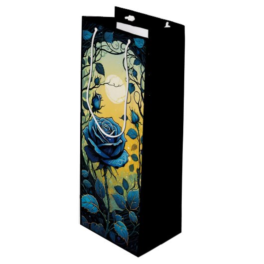 ブルーバラつる植物2 ワインギフトバッグ (正面アングル)