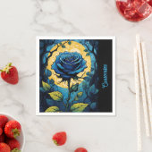 ブルーバラつる植物3 スタンダードカクテルナプキン (インサイチュ)