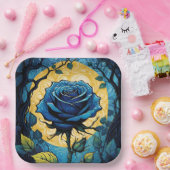 ブルーバラつる植物3 ペーパープレート (パーティー)