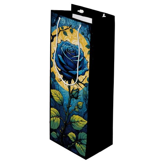 ブルーバラつる植物3 ワインギフトバッグ (正面アングル)