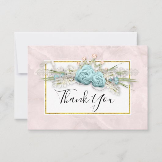 ブルーバラとクラウンフローラブーケありがとう サンキューカード (正面)