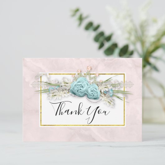 ブルーバラとクラウンフローラブーケありがとう サンキューカード (スタンド正面)