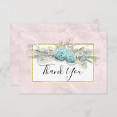 ブルーバラとクラウンフローラブーケありがとう サンキューカード (正面/裏面)