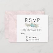 ブルーバラとクラウンフローラブーケウェディングRSVP 出欠カード (正面/裏面)