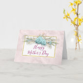 ブルーバラとクラウンフローラブーケ母の日 カード (黄色い花)