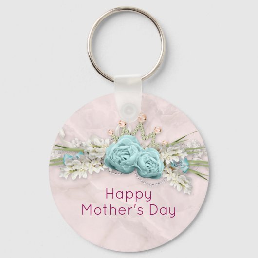 ブルーバラとクラウンフローラブーケ母の日 キーホルダー (正面)