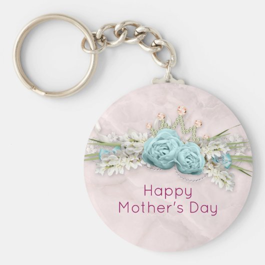 ブルーバラとクラウンフローラブーケ母の日 キーホルダー (正面)