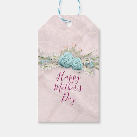 ブルーバラとクラウンフローラブーケ母の日 ギフトタグ (正面)
