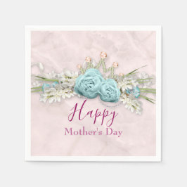 ブルーバラとクラウンフローラブーケ母の日 スタンダードカクテルナプキン