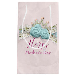 ブルーバラとクラウンフローラブーケ母の日 スモールペーパーバッグ