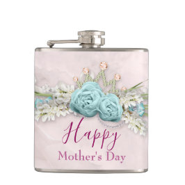 ブルーバラとクラウンフローラブーケ母の日 フラスク