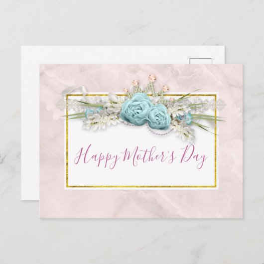 ブルーバラとクラウンフローラブーケ母の日 ポストカード (正面/裏面)