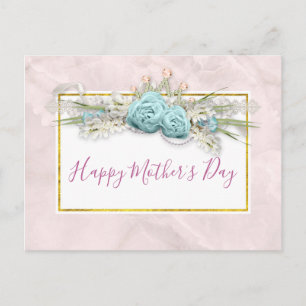 ブルーバラとクラウンフローラブーケ母の日 ポストカード
