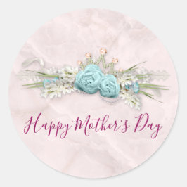 ブルーバラとクラウンフローラブーケ母の日 ラウンドシール