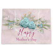 ブルーバラとクラウンフローラブーケ母の日 ラージペーパーバッグ (正面)