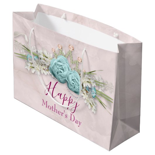 ブルーバラとクラウンフローラブーケ母の日 ラージペーパーバッグ (裏面アングル)