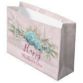 ブルーバラとクラウンフローラブーケ母の日 ラージペーパーバッグ (正面アングル)