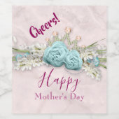 ブルーバラとクラウンフローラブーケ母の日 ワインラベル (シングルラベル)