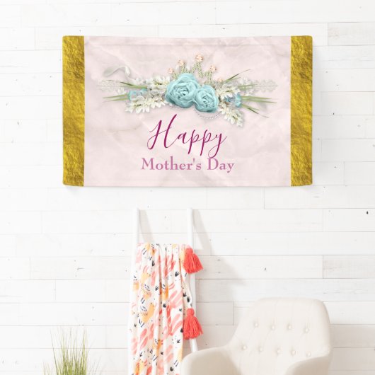 ブルーバラとクラウンフローラブーケ母の日 横断幕 (インサイチュ)