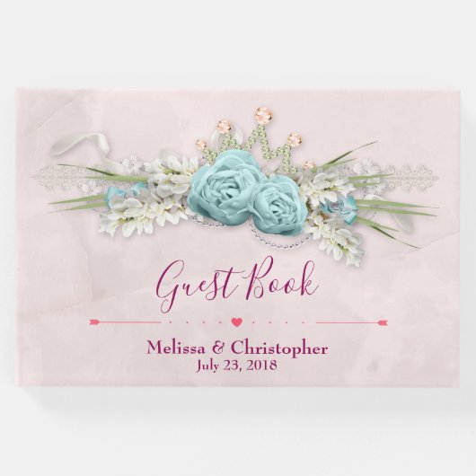 ブルーバラとクラウンフローラブーケ結婚ス ゲストブック (正面)