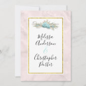 ブルーバラとクラウンフローラブーケ結婚ス 招待状 (正面)