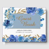 ブルーバラと金ゴールドリーフお祝い ゲストブック (正面)