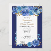 ブルーバラと金ゴールドリーフキンセアニェラとマス 招待状 (正面)