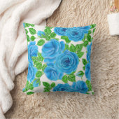 ブルーバラの水色のシームレスなパターン クッション (ブランケット)