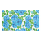 ブルーバラの水色のシームレスなパターン 枕カバー (裏面-左)