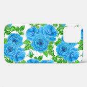 ブルーバラの水色のシームレスなパターン Case-Mate iPhoneケース (裏面 (横))