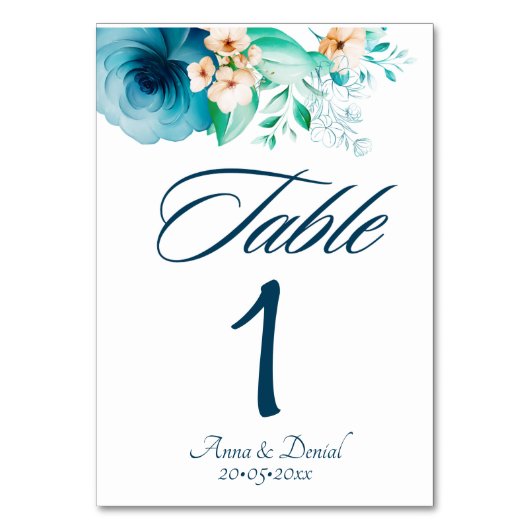 ブルーバラウォーターカラーブリス結婚ズ テーブルナンバー (正面)