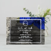 ブルーバラウッド&レエレガントース素朴結婚 箔招待状 (立ち正面)