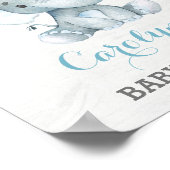 ブルーバラエレファントボーイベビーシャワーへようこそ ポスター (角)