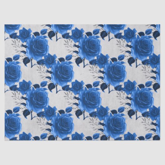 ブルーバラオンホワイトデコパージュ 薄葉紙 (正面)