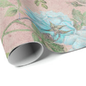 ブルーバラオン赤面ピンク ラッピングペーパー (ロールコーナー)