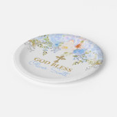 ブルーバラガーデンバプテスマパーソナライズされた紙プレート ペーパープレート (アングル)