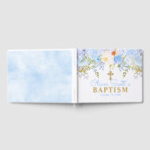 ブルーバラガーデンブルー&金ゴールドバプテスマ ゲストブック (全面)