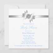 ブルーバラクラシー弓ギフト男の子シャワー 招待状 (裏面)