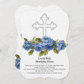 ブルーバラクリスチ結婚ャン十字 招待状 (正面/裏面)