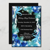 ブルーバラクリスマスパーティの招待状 招待状 (正面/裏面)