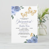 ブルーバラゴールデンバタフライキンセニェラ誕生日 招待状 (スタンド正面)