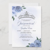 ブルーバラシルバーフローラキンセニェラ誕生日 招待状 (正面)