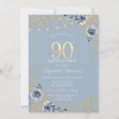 ブルーバラストリングライツダスティブルー90誕生日 招待状 (正面)