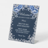 ブルーバラスノーフレークのクリスマス安全対策 台座サイン (正面)