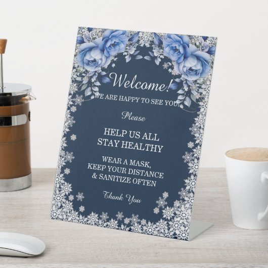 ブルーバラスノーフレークのクリスマス安全対策 台座サイン (インサイチュ)