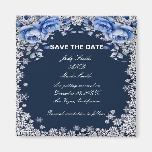 ブルーバラスノーフレーククリスマスセーブ マグネット (正面)