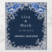 ブルーバラスノーフレーククリスマスワインラベル ワインラベル (シングルラベル)