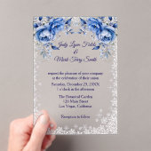 ブルーバラスノーフレーク結婚クリスマス アクリル招待状 (インサイチュ (ポータブル))