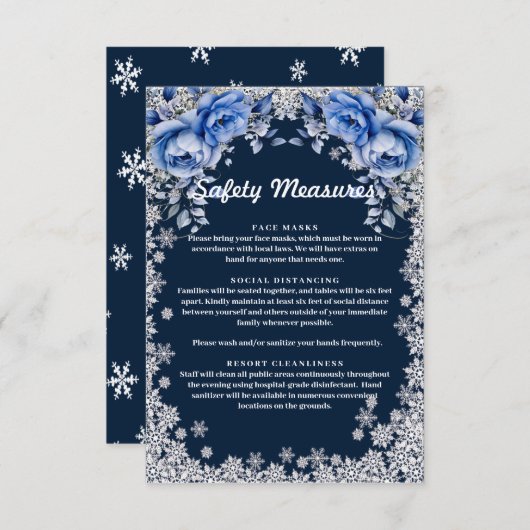 ブルーバラスノーフレーク結婚クリスマス エンクロージャーカード (正面/裏面)