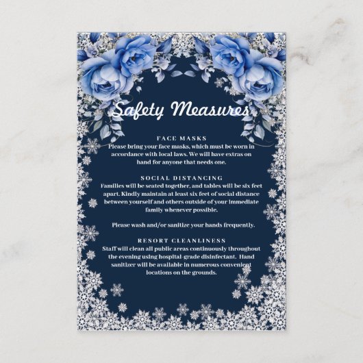 ブルーバラスノーフレーク結婚クリスマス エンクロージャーカード (正面)